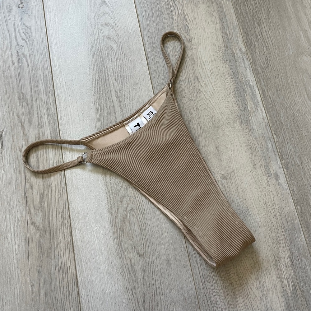 TWIIN Bikini Bottom thong string womens Beige xsmall cheeky swim beach vacation
